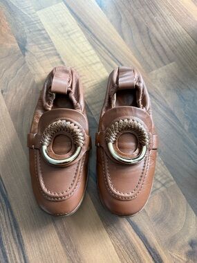 See by Chloe Brown Leather Loafers with Braided Ring Detail